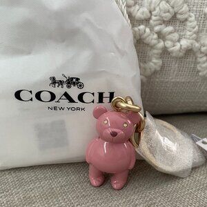Coach Pink Bear Bag Charm Keychain